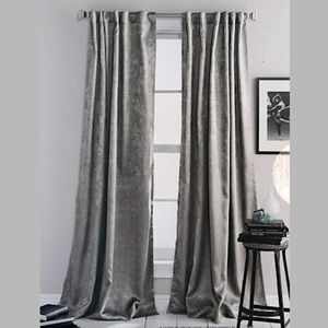 Pair of DKNY Metallic Gray Room Darkening Curtains